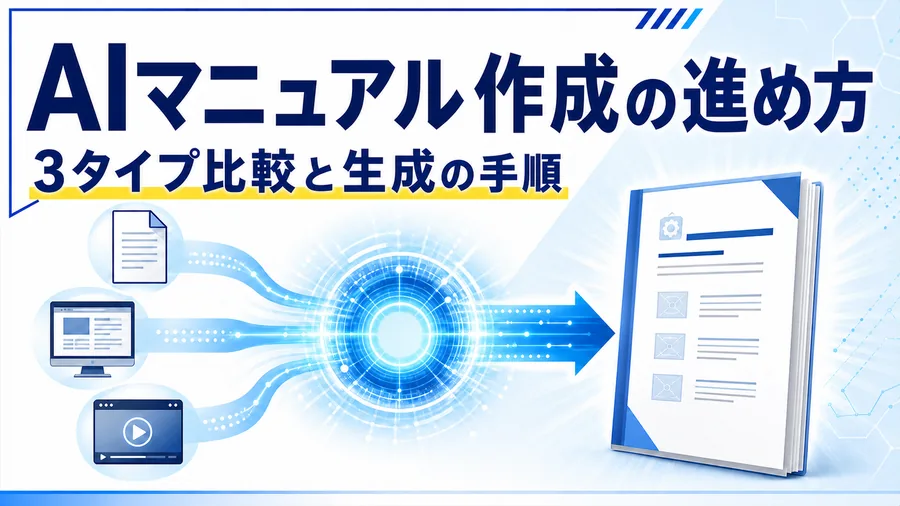 AIマニュアル作成ツールの3タイプを左右に並べて比較した図解