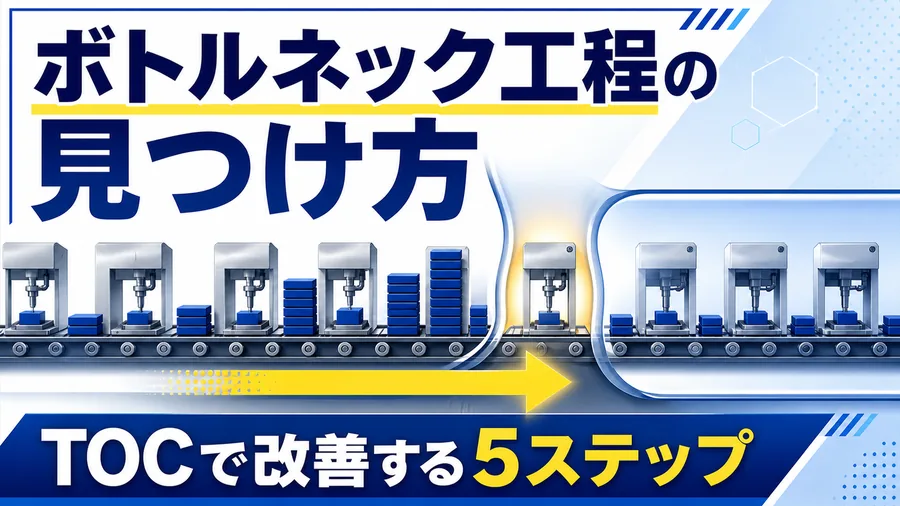 瓶の首のように細くなった工程で流れが絞られている生産ラインの図解