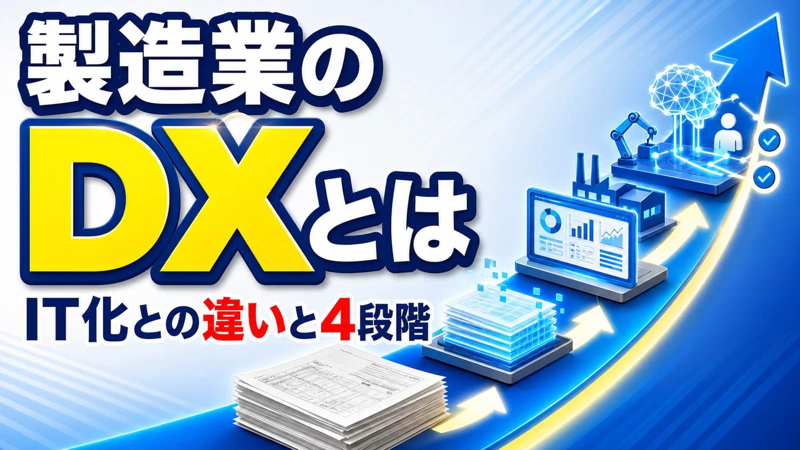 デジタイゼーション・デジタライゼーション・DXの3段階と現場での基本ステップを示した図解