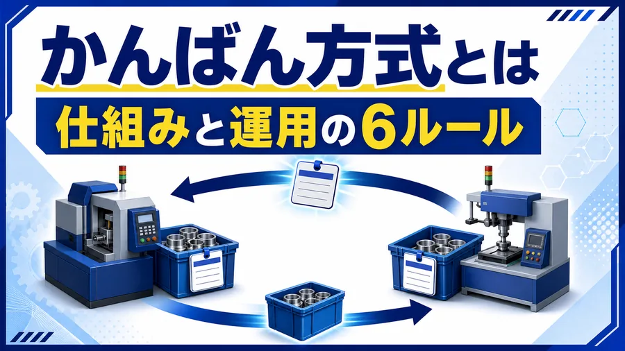 後工程から前工程へかんばんが循環して生産指示が伝わる流れの図解