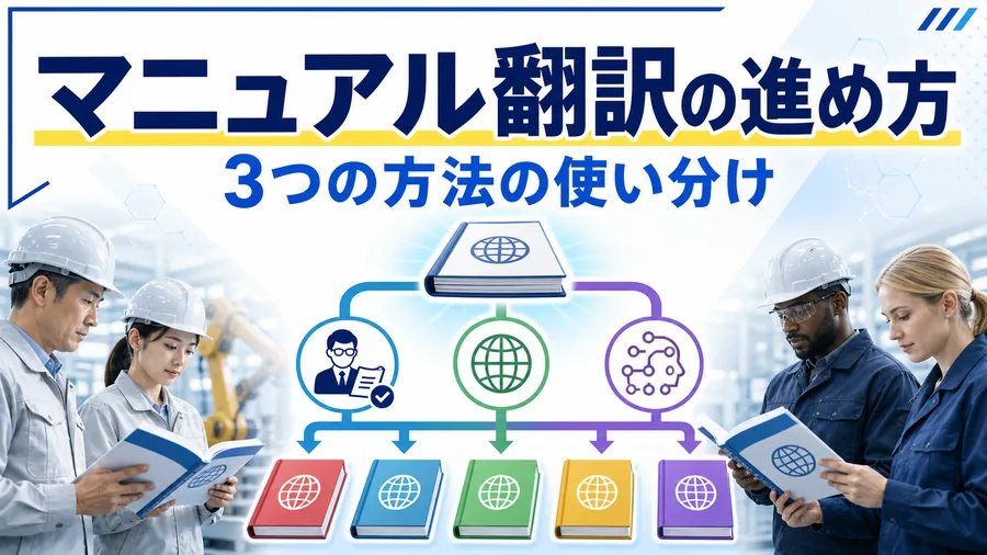 作業手順書を外注・機械翻訳・AI翻訳の3つの方法で多言語化する比較の図解