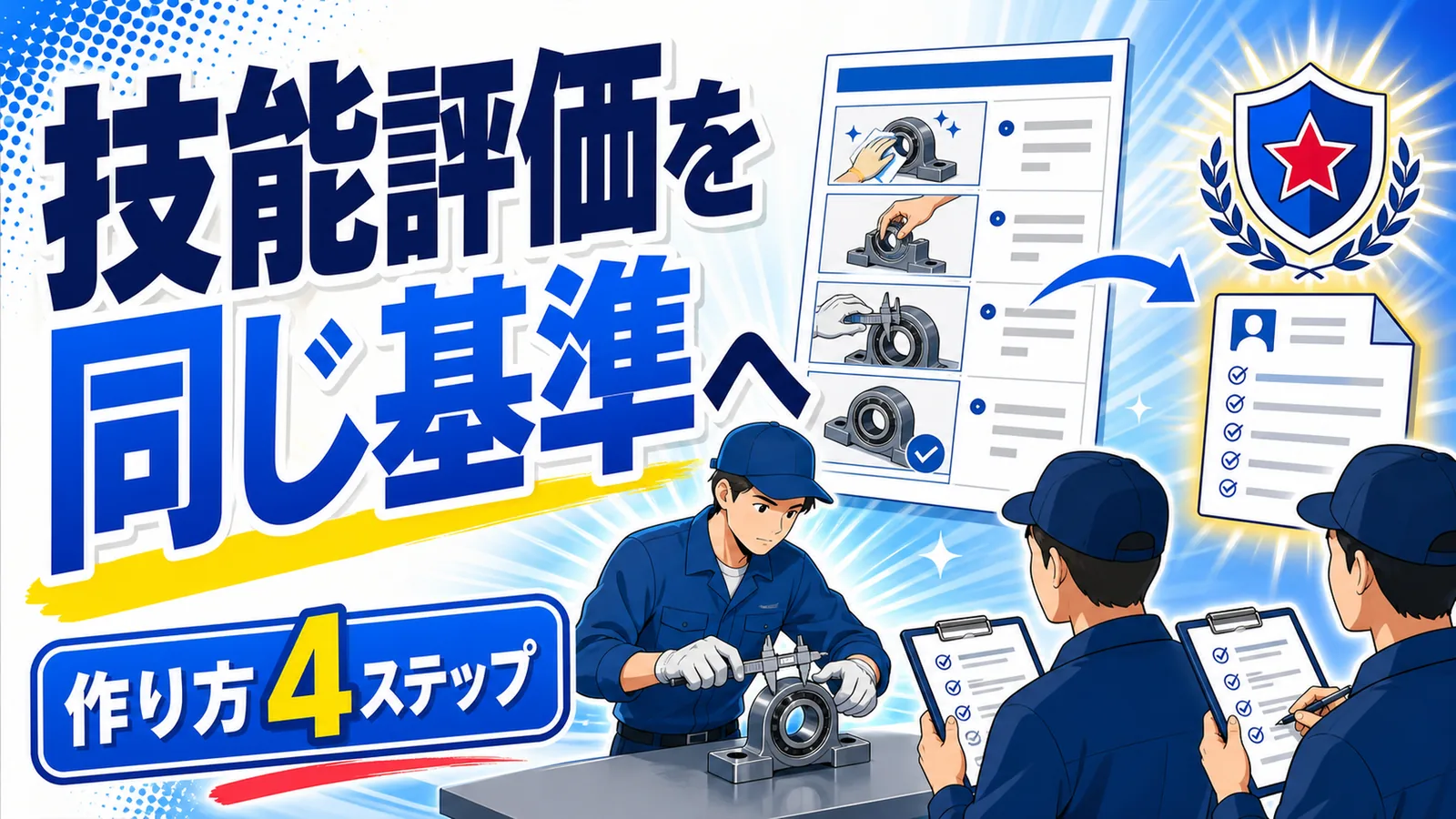技能評価を同じ基準へ 作り方4ステップ