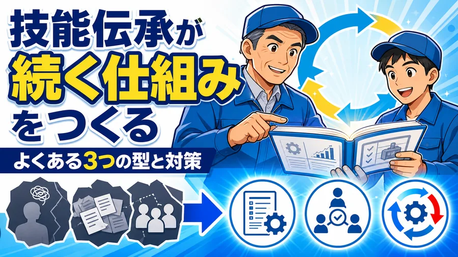 マニュアル作成・計画・更新という3つのつまずきと、それぞれの対策を並べた図解