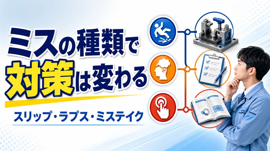 3種類のミスと、それぞれに効く対策を線で対応づけた図解